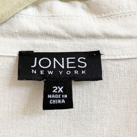 Jones New York And Co Linen White Roll Tab Sleeve Tunic 2X Coastal Grandma - Picture 4 of 8